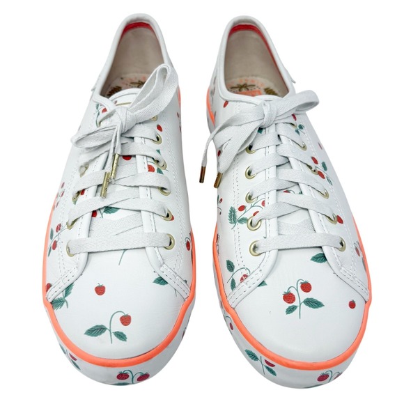 Keds x Rifle Paper Kickstart Leather Sneakers Strawberry Design 9.5 - Picture 2 of 11